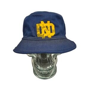 Vintage Notre Dame Fighting Irish Handmade Bucket Hat Denim Blue‎ x Yellow